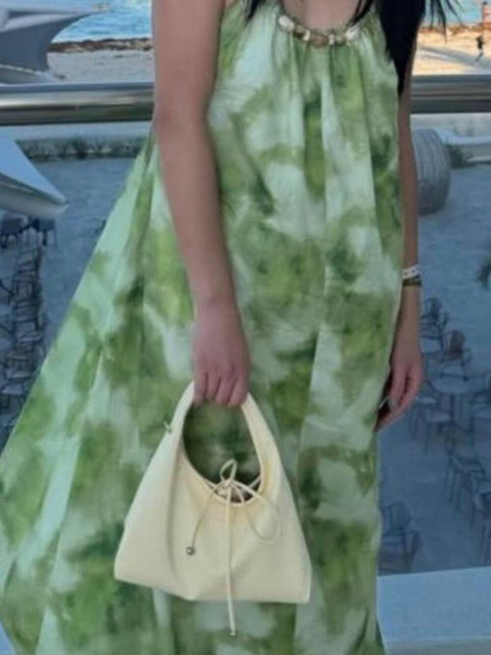Urban Revivo Green Tie-Dye Maxi Dress